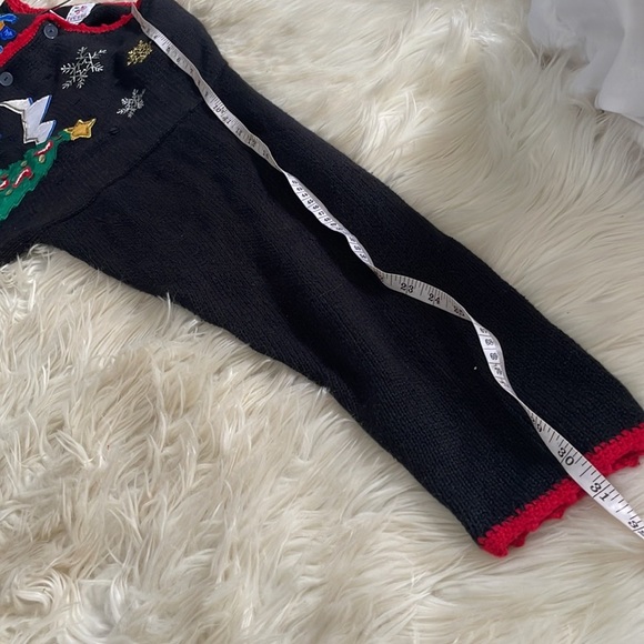 Vintage Nutcracker black button up ugly Christmas sweater cardigan snowman sz L - Picture 16 of 16